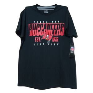 Tampa Bay Buccaneers Shirt Size Large Black NFL Double Sided Modern Logo Men's